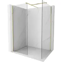 Mexen Kioto paroi de douche Walk-in 100 x 100 cm, transparente, dorée satinée - 800-100-202-55-00-100