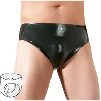 Late X Slip pour homme avec pénis interne et godemichet anal (noir) - M