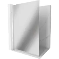 Mexen Kioto L Paroi de douche à l'italienne 70 x 200 cm, miroir, blanc - 800-070-103-20-50