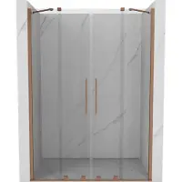 Mexen Velar Duo porte de douche coulissante 150 cm, transparent, cuivre brossé - 871-150-000-02-65