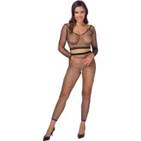 Cottelli - ensemble lingerie résille manches longues - noir - S-L