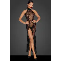 Noir - robe longue transparente à motifs floraux - - XL