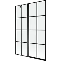 Mexen Mist Paroi de douche à 2 panneaux, gauche 120 x 150 cm, grille noire, noir - 8A9-120-011-70-77-L