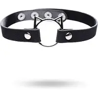 XR Brands Collier Coquin Chaton Master Series - avec anneau tête de chat (noir)