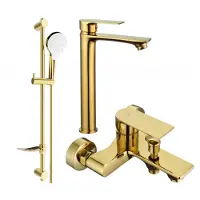 Mexen Royo DF05 Ensemble de mitigeurs de lavabo et de baignoire avec accessoires, or (72213DF05-50)