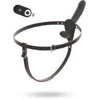 You2Toys - double gode vibrant avec télécommande à harnais (noir)