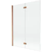 Mexen Mist Paroi de douche pour baignoire 2 ailes gauche 130 x 150 cm, transparent, cuivre brossé - 8A9-130-002-65-00-L