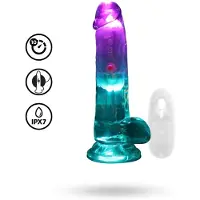 Realrock Led Glow Godemichet Vibrant Avec Testicules 15 cm