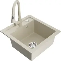 Mexen Vito 1 bac en granit avec mitigeur Elia, Beige - 6503-69-670101-69