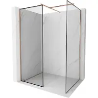 Mexen Kioto paroi de douche Walk-in 80 x 70 cm, motif noir, laiton brossé - 800-080-202-65-70-070