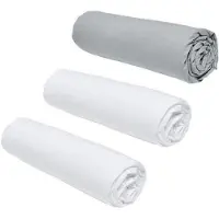 TODAY Lot de 3 draps-housse craie/acier - 160 x 200 cm