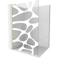Mexen Kioto L paroi de douche Walk-in 110 x 200 cm, motif blanc, finition dorée brossée - 800-110-103-55-97