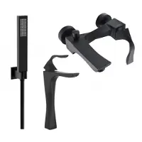 Mexen Estrella R02 Mélangeur lavabo et baignoire avec accessoires, noir (72313R02-70)