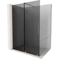Mexen Velar Paroi de douche coulissante à l'italienne 140 x 200 cm, graphite 8 mm, cuivre brossé - 871-140-000-43-65