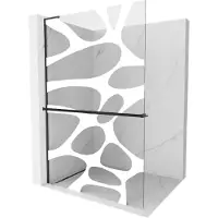 Mexen Kioto+ L Paroi de douche avec tablette de plain-pied 70 x 200 cm, motif blanc, noir - 800-070-123-70-97