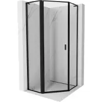 Mexen Mist L cabine de douche pentagonale pivotante gauche 90 x 90 cm, cadre noir, noir - 8A8L-090-090-70-70-L