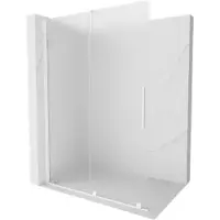 Mexen Velar paroi de douche coulissante à l'italienne 160 x 200 cm, verre laiteux 8 mm, blanc - 871-160-000-33-20