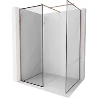 Mexen Kioto Paroi de douche à l'italienne 150 x 110 cm, motif noir, or rose - 800-150-202-60-70-110