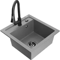 Mexen Vito 1 bac en granit avec mitigeur Elia, Gris - 6503-71-670101-70-B