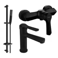 Mexen Saber DB72 Ensemble de mitigeurs de lavabo et de douche avec accessoires, noir (72104DB72-70)