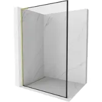 Mexen Kioto L paroi de douche Walk-in 120 x 200 cm, motif noir, finition dorée - 800-120-103-55-70