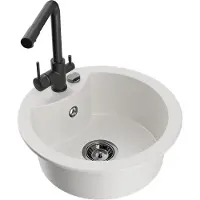 Mexen Diego 1 bac en granit avec mitigeur Duero, blanc - 6512-20-671600-70