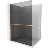 Mexen Kioto+ L paroi de douche avec étagère Walk-in 120 x 200 cm, graphite, laiton brossé - 800-120-123-65-40