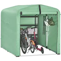 SoBuy Garage à vélos résistant aux intempéries Remise à outils Garage à vélos pour 2-4 vélos Carport Tente avec protection UV Remise à vélos pour protection contre la pluie KLS11-L-GR