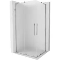 Mexen Velar L Douche coulissante 90x80cm, verre dépoli, détails chromés