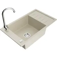 Mexen Elias 1 bac en granit avec égouttoir et mitigeur Telma, Beige - 6511-69-670200-00