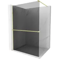 Mexen Kioto+ paroi de douche avec étagère Walk-in 90 x 200 cm, graphite, or brossé - 800-090-121-55-40