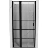Mexen Mist L Pare-douche pivotant à gauche 115 cm, grille noire, noir - 8A4L-115-000-70-77-L