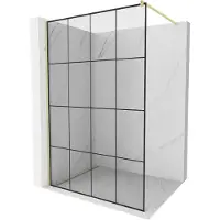 Mexen Kioto Paroi de douche à l'italienne 140 x 200 cm, motif noir 8 mm, or brossé - 800-140-101-55-77