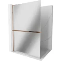 Mexen Kioto+ L paroi de douche avec étagère Walk-in 90 x 200 cm, miroir, or rose - 800-090-123-60-50