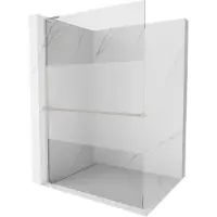 Mexen Kioto+ L Paroi de douche avec tablette de plain-pied 120 x 200 cm, transparent/écran, nickel brossé - 800-120-123-97-35