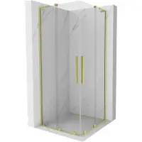 Mexen Velar L Duo Cabine de douche à porte coulissante 80 x 80 cm, transparente, or brossé - 871-080-080-02-03-55