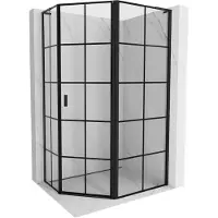 Mexen Mist L cabine de douche pentagonale asymétrique pivotante droite 100 x 90 cm, grille noire, noire - 8A8L-100-090-70-77-P