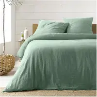 Douceur d'intérieur Parure de lit - - ANGELIA - Gaze de coton - 240 x 220 cm - Sauge