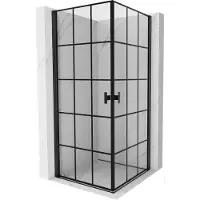 Mexen Mist-B Duo cabine de douche pivotante 90 x 90 cm, grille noire, noir - 8A2-090L-090P-70-77
