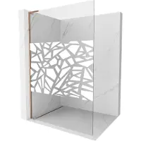 Mexen Kioto L paroi de douche Walk-in 110 x 200 cm, motif blanc, or rose - 800-110-103-60-85