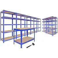 MonsterShop Ensemble de Rangement Garage - 5 T-Rax 90cm, 2 T-Rax 75cm & 1 ?tabli Q-Rax 120cm