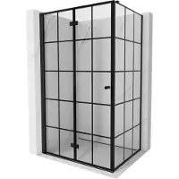Mexen Cabine de douche pliante Mist-F T à gauche 70 x 85 cm, grille noire, noir - 8A6T-070-085-70-77-L