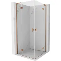 Mexen Mist-H L Duo cabine de douche pivotante 105 x 105 cm, transparent, cuivre brossé - 8A5L-105L-105P-65-00