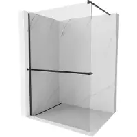 Mexen Kioto+ paroi de douche avec tablette de plain-pied 105 x 200 cm, transparent, noir - 800-105-121-70-00