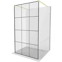 Mexen Kioto paroi de douche à poser 100 x 200 cm, motif noir 8 mm, or brossé - 800-100-002-55-77