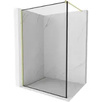 Mexen Kioto Paroi de douche à l'italienne 50 x 200 cm, motif noir 8 mm, or mat - 800-050-101-55-70