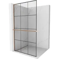 Mexen Kioto+ L paroi de douche avec étagère Walk-in 120 x 200 cm, motif noir, laiton brossé - 800-120-123-65-77