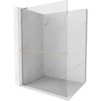 Mexen Kioto+ L Paroi de douche avec étagère Walk-in 85 x 200 cm, transparent, nickel brossé - 800-085-123-97-00