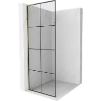 Mexen Kioto L paroi de douche à l'italienne 80 x 200 cm, motif noir, or - 800-080-103-50-77