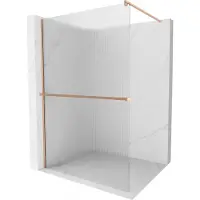 Mexen Kioto+ paroi de douche avec étagère Walk-in 120 x 200 cm, verre, cuivre brossé - 800-120-121-65-09